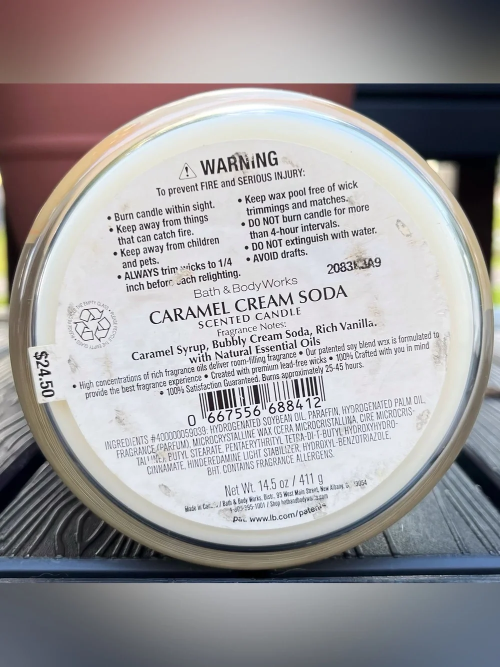 Bath and Body Works 3 Wick Candle Caramel Cream Soda - Picture 5 of 5